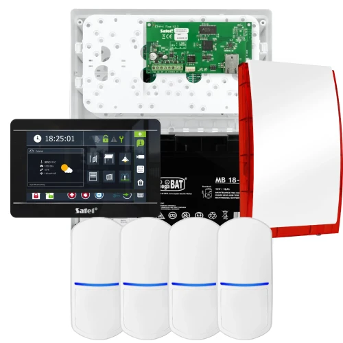 SATEL INTEGRA 32 Alarmset, 4x PET-Sensor, Sirene, schwarzes Bedienteil INT-TSI-B