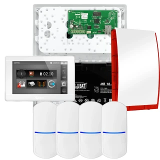 SATEL INTEGRA 32 Alarmset, 4x Sensor, Signalgeber, weißes Bedienteil INT-TSI-W
