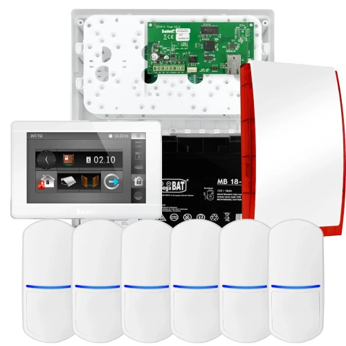 SATEL INTEGRA 32 Alarmset, 6x PET-Sensor, Signalgeber, weißer Manipulator INT-TSI-W