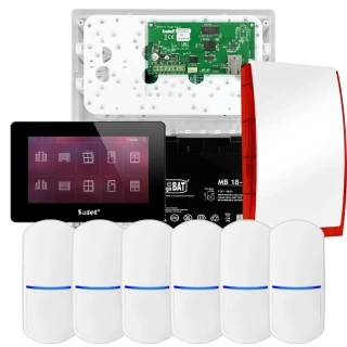 SATEL INTEGRA 32 Alarmset, 6x PET-Sensor, Signalgeber, schwarzes Bedienteil INT-TSH2-B