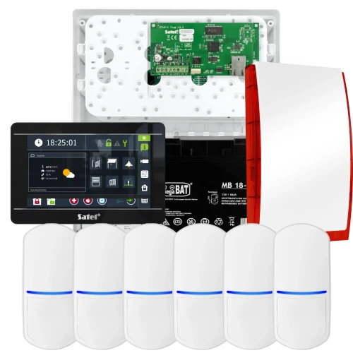 SATEL INTEGRA 32 Alarmset, 6x PET-Sensor, Signalgeber, schwarzes Bedienteil INT-TSI-B