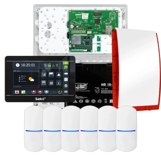 SATEL INTEGRA 32 Alarmset, 6x Sensor, Signalgeber, schwarzes Bedienteil INT-TSI-B, LTE-Kommunikation
