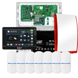 SATEL INTEGRA 32 Alarmset, 7x Sensor, Signalgeber, schwarzes Bedienteil INT-TSI-B, LTE-Kommunikation
