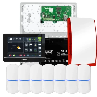 SATEL INTEGRA 32 Alarmset, 7x Sensor, Signalgeber, schwarzes Bedienteil INT-TSI-B