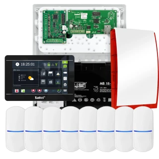 SATEL INTEGRA 32 Alarmset, 8x PET-Sensor, Signalgeber, schwarzes Bedienteil INT-TSI-B