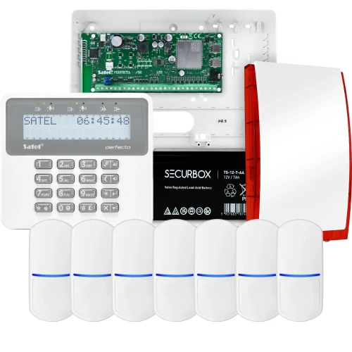 SATEL PERFECTA 32 LTE Alarmset, 7x PET-Sensor, Signalgeber, Bedienteil
