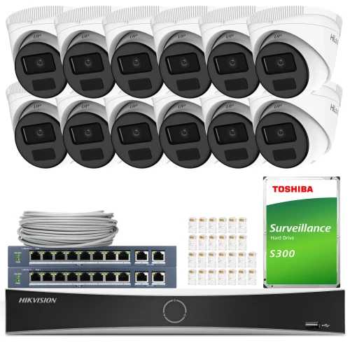 Überwachungsset 12x IPCAM-T4-P Full HD, PoE, IR 20m, H.265+ HiLook Hikvision