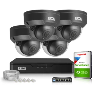 Überwachungsset Rekorder BCS-P-NVR0401-4K-E-II Kameras 4x BCS-P-EIP15FSR3 5Mpx