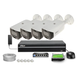 Set für IP-Überwachung DAHUA WizSense TiOC 4x Kamera IPC-HFW3849T1-AS-PV-0280B-S3, Recorder NVR2104-S3