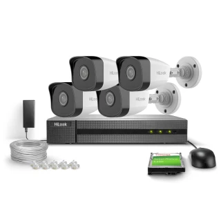 Überwachungsset 4x IPCAM-B2 Full HD, PoE, IR 30m, H.265+, IP67 Hilook Hikvision