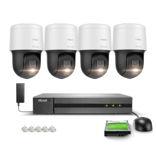 Überwachungsset 4x PTZ-Drehkamera PTZ-N2MP, Full HD, PoE, H.265+ Hilook Hikvision