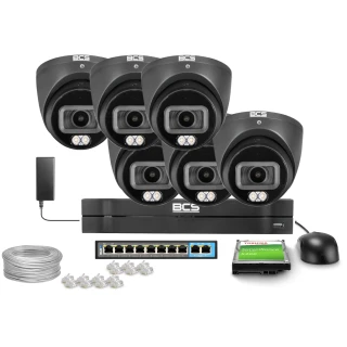 Überwachungskit 6x BCS-L-EIP14FCL3-Ai1-G, 4MP, IR 30m, NightColor, WDR 120dB