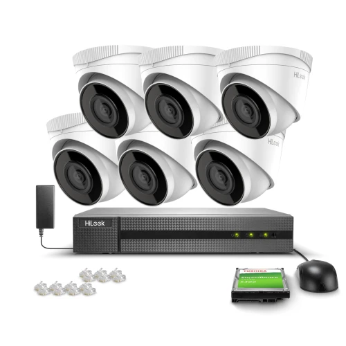 Überwachungsset 6x IPCAM-T2, Full HD, IR 30m, PoE, H.265+ Hilook Hikvision