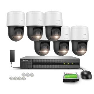 Überwachungsset 6x PTZ-Drehkamera PTZ-N2MP, Full HD, PoE, H.265+ Hilook Hikvision