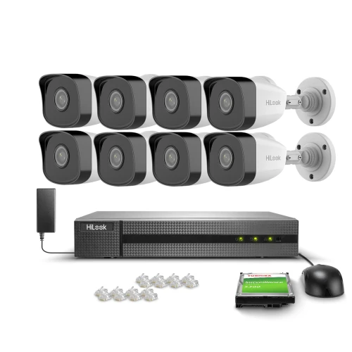 Überwachungsset 8x IPCAM-B2 Full HD, PoE, IR 30m, H.265+, IP67 Hilook Hikvision