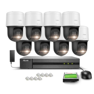 Überwachungsset 8x PTZ-Drehkamera PTZ-N2MP, Full HD, PoE, H.265+ Hilook Hikvision