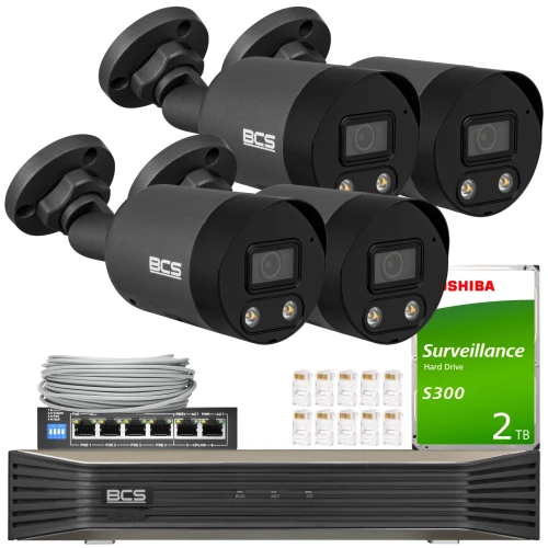 Überwachungskit BCS Point 4x BCS-P-TIP28FWR3L2-Ai2-G NightColor, ADC, intelligente Funktionen