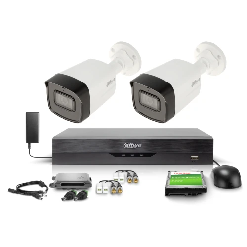 Monitoring-Set DAHUA 2x HAC-HFW1509TLM-A-LED-0360B-S2, 4-Kanal-Rekorder XVR5104HS-4KL-I3