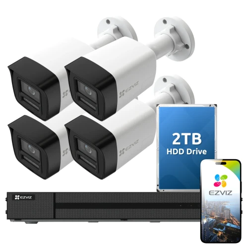 EZVIZ Überwachungsset 4x PoE Kamera 8Mpx, Rekorder, 2TB Festplatte