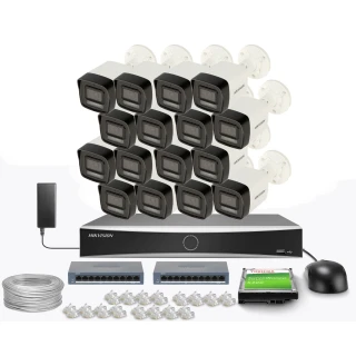 Zestaw do monitoringu Hikvision 16x DS-2CD1041G2-LIU, 2.8mm, 4Mpx, Smart Hybrid Light 30m, MD 2.0