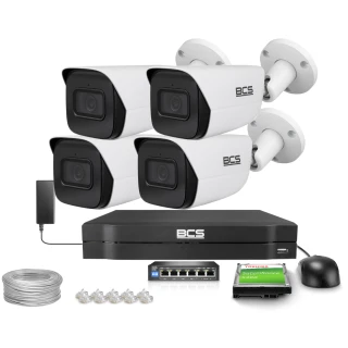 Zestaw do monitoringu IP 4x BCS-L-TIP25FSR5-AI2 5Mpx, AcuPick, SkyLight, funkcje inteligentne