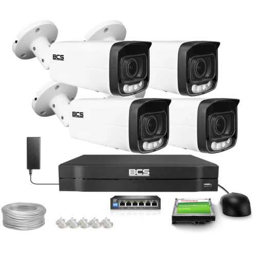 Zestaw do monitoringu IP 4x BCS-L-TIP46VCR6L6-Ai1, 6Mpx, Motozoom 2.7~13.5mm, NightColor, Whitelight 60m, funkcje inteligentne, ADC