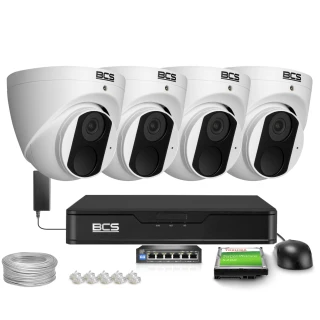 Zestaw do monitoringu IP 4x BCS-P-EIP14FSR3-AI 4Mpx, SkyLight, IR 30m, WDR120dB, Sztuczna inteligencja