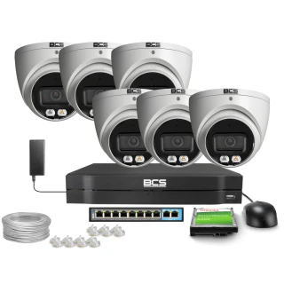 IP-Überwachungssystem 6x BCS-L-EIP18FCR3L3-AI1 8Mpx, NightColor, WDR 120dB, IR 30m