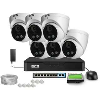 IP-Überwachungskit 6x BCS-P-EIP28FSR3L2-AI2 8MP, WDR 120dB, Personen- und Fahrzeugerkennung, IR 30m