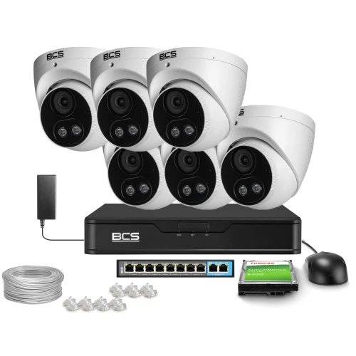 IP-Überwachungskit 6x BCS-P-EIP28FSR3L2-AI2 8MP, WDR 120dB, Personen- und Fahrzeugerkennung, IR 30m