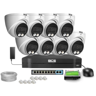 IP-Überwachungskit 8x BCS-L-EIP14FSR3L3, 4MP, SkyLight, IR 30m, WDR 120dB