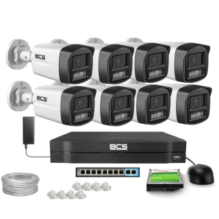 Zestaw do monitoringu IP 8x BCS-L-TIP14FSR3L3, 4Mpx, SkyLight, WDR 120dB
