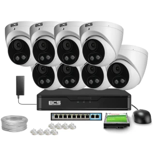 IP-Überwachungskit 8x BCS-P-EIP28FSR3L2-AI2 8Mpx, WDR 120dB, Personen- und Fahrzeugerkennung, IR 30m