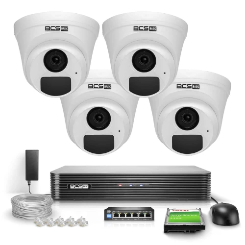 Überwachungsset 4x Kamera BCS-B-EIP12FR3(2.0) Full HD IR 30m Audio PoE Festplatte 1TB