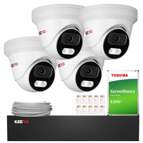 IP-Überwachungsset KEEYO 4x LV-V-IP8M25DF-DL 8Mpx Doppelte Beleuchtung