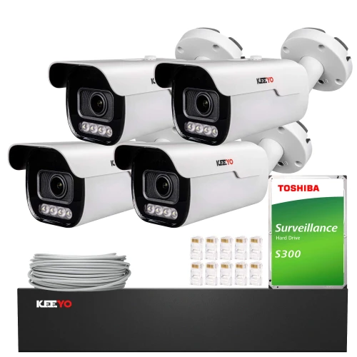 Überwachungsset KEEYO 4x LV-V-IP8M5AF-DL 8Mpx, Motozoom