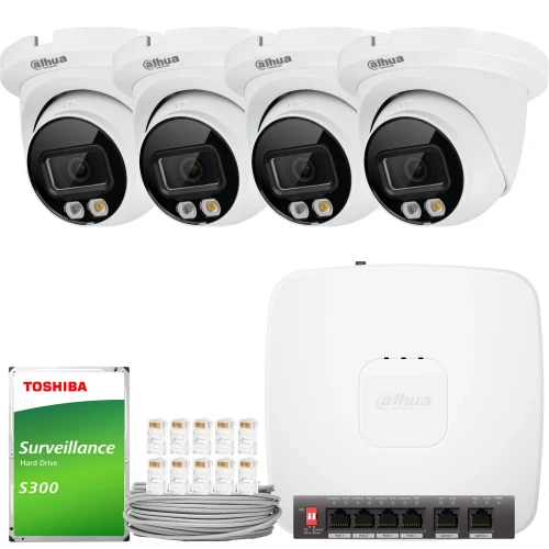 Dahua IP-Set 4x IPC-HDW2649TM-S-IL-0280B, KI, Smart Dual Light, Color Full