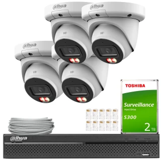 Dahua IP-Set 4x IPC-HDW3649QM-S-IL-0280B, KI, Smart Dual Light, Farbe Voll, AcuPick, SMD 4,0