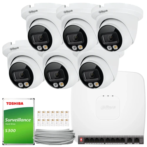 Dahua IP-Set 6x IPC-HDW2649TM-S-IL-0280B, KI, Smart Dual Light, Color Full