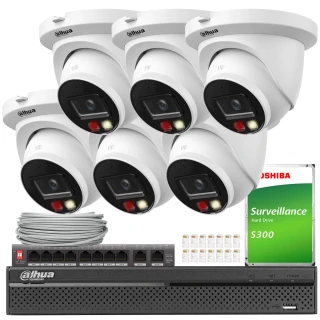 Dahua IP-Set 6x IPC-HDW2649TM-S-IL-0280B, KI, Smart Dual Light, Vollfarbe