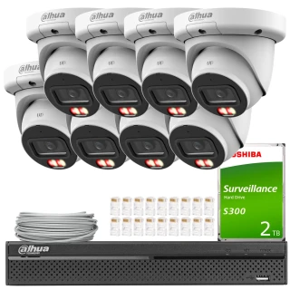Dahua IP-Set 8x IPC-HDW3649QM-S-IL-0280B, KI, Smart Dual Light, Farbvoll, AcuPick, SMD 4.0