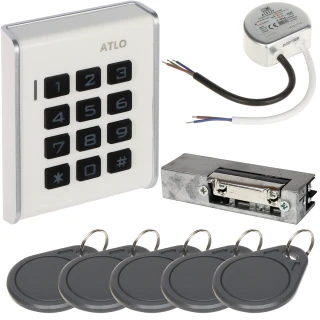 Zugangskontrollset ATLO-KRM-103, Netzteil, Elektroschloss, Zugangskarten