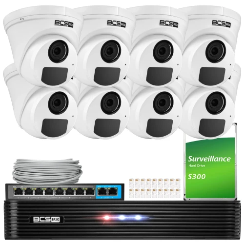 Überwachungssatz 8x BCS-B-EIP15FR3(2.0), BCS-B-NVR1001(2.0) 5Mpx IR 30m PoE 1TB Audio