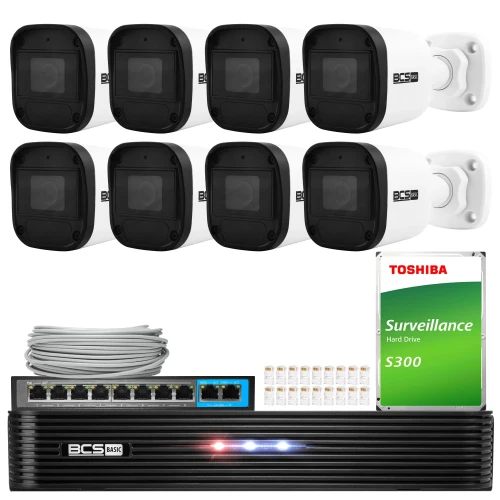 Überwachungssatz 8x BCS-B-TIP15FR3(2.0), BCS-B-NVR1001(2.0) 5Mpx IR 30m PoE 1TB Audio