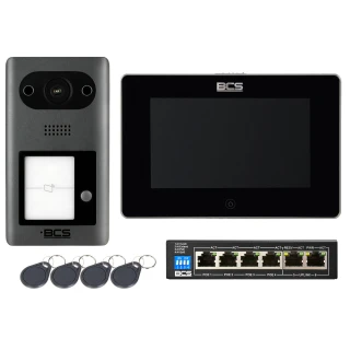 IP-Videotürsprechanlage Set BCS-PAN1401G-S Monitor 7" BCS-MON7300B-S + 4 Schlüsselanhänger