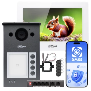 Wideodomofon Dahua VTH5422HW-W + VTO3311Q-WP, PoE, Breloki