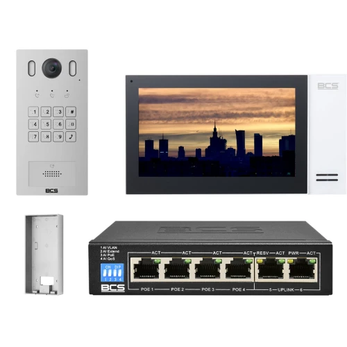IP-Videotürsprechanlage BCS-PAN1601S-S + 7" Monitor BCS-MON7400W-S Aufputz